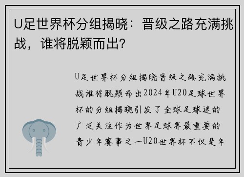 U足世界杯分组揭晓：晋级之路充满挑战，谁将脱颖而出？